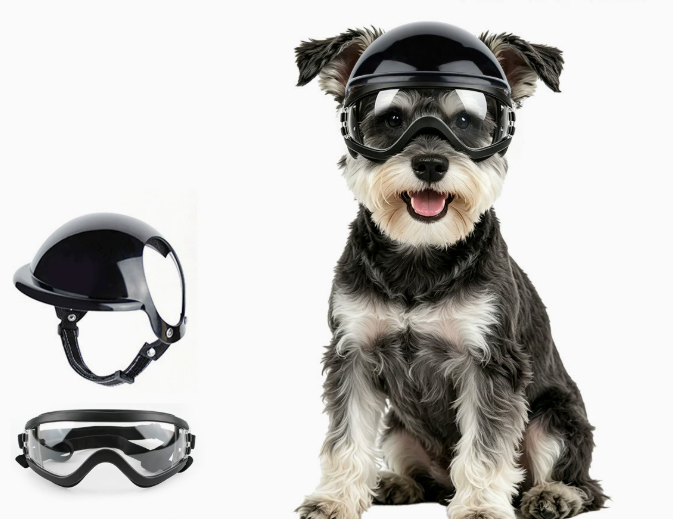 Motorcycle Gear Dogs - Dog Sunglasses and Pet Helmet Set,Dust