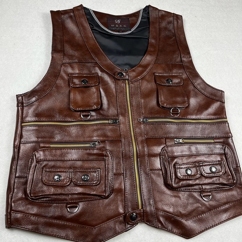 Cowhide Genuine Leather Vest W - Motorcycle Gear Vest recension och pris